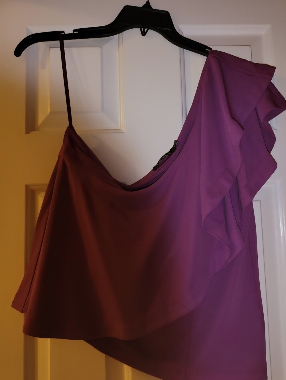 Ralph Lauren One-Shoulder Ruffle Top in Pretty Violet - Picture 5 of 5